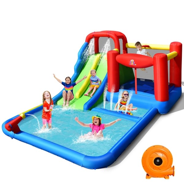 slide 2 of 11, Costway Inflatable Water Slide Kids Jumping Bounce Castle Splash Pool - See Details See Details - 5-7 Years