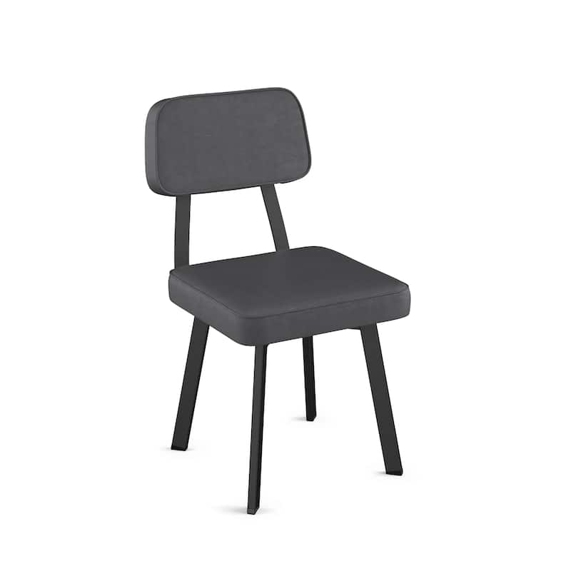 Amisco Clarkson Upholstered Dining Chair with Metal Legs - Dark Grey PVC / Black Metal