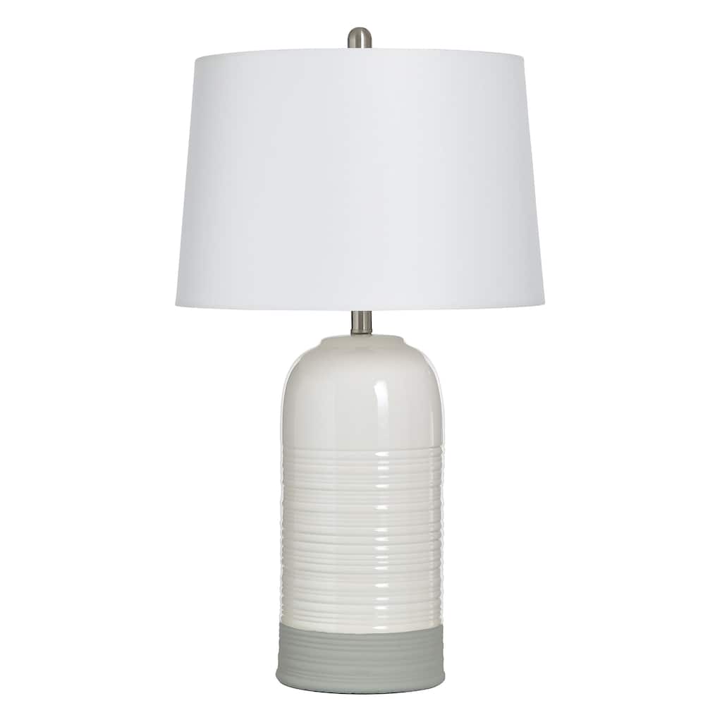 StyleCraft Ceramic Table Lamp - Evian Ivory - Off-White Shade