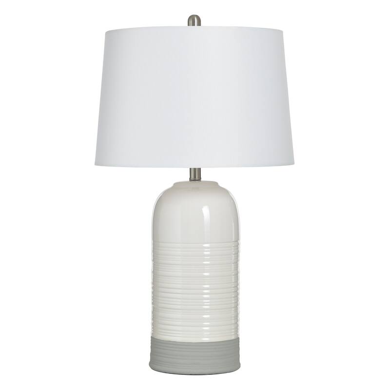 StyleCraft Ceramic Table Lamp - Evian Ivory - Off-White Shade - Grey, Off White