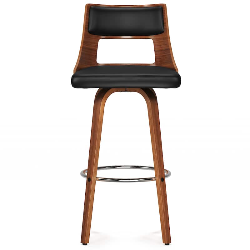 WYNDENHALL Kaydee Contemporary 17" Swivel Bar Stool (Setof 2) in Black PU faux leather - 20.3"D x 18.9"W x 40.75"H