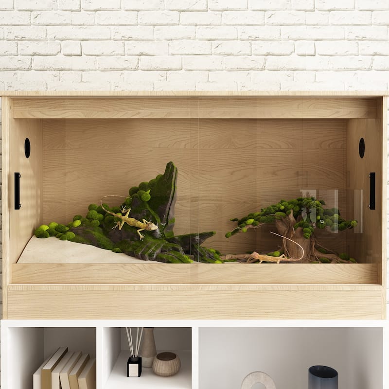 Glass Terrarium Tank with Ventilation Reptile & Amphibian Enclosure Hamster Cage Bunny Hideout Small Animals