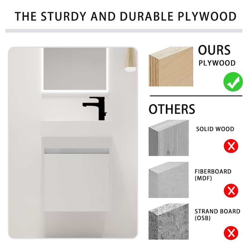 18 Inch Single Sink Bathroom Vanity with Soft Close Door, 18x10