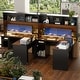 preview thumbnail 15 of 47, L Shaped Desk with File Cabinet and Hutch, Home Office Corner Computer Desk with Drawers and Charge Station