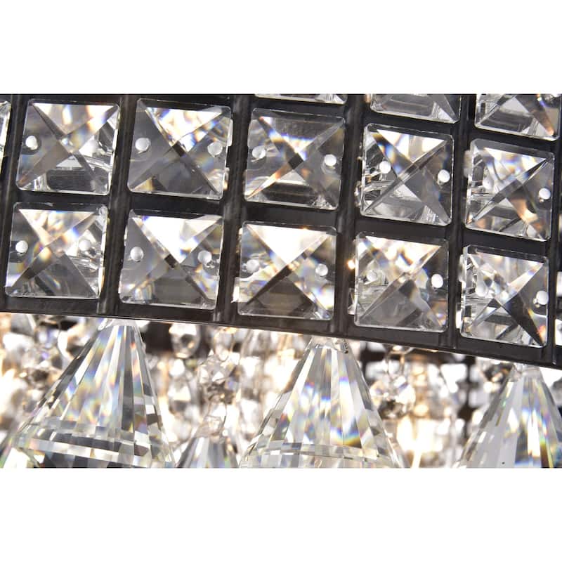 Black 4-Light Beaded Crystal Round Drum Semi Flush Mount