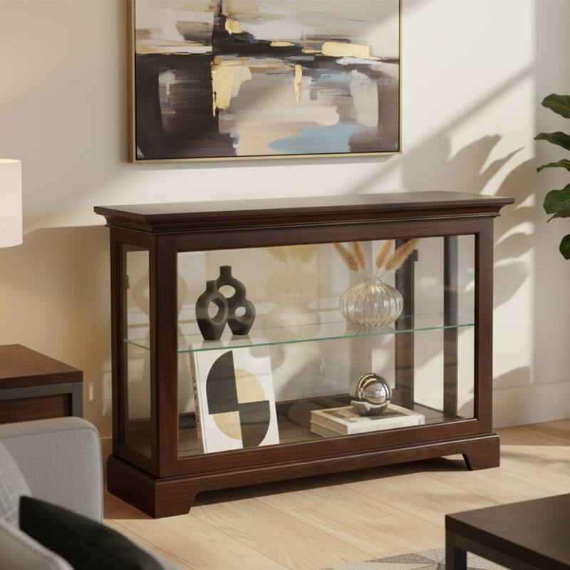 Howard Miller Brown Wood and Glass Curio Cabinet 2-Shelf - Chocolate