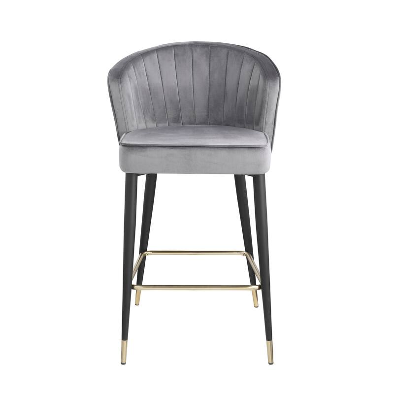 Contemporary Velvet Upholstered Counter Height Stool