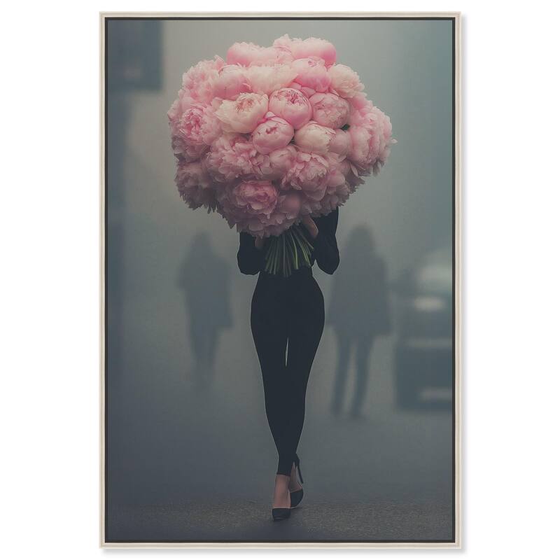 Peony Bouquet Canvas by Art Remedy - Silver - 30" x 45"