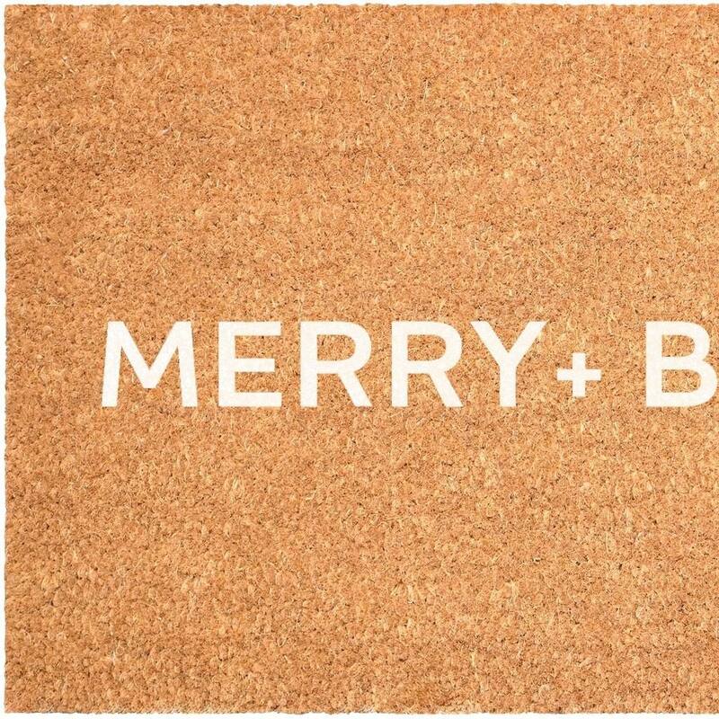 HomeRoots 24" X 36" Brown And White Christmas Merry and Bright Outdoor Coir Door Mat - 24.00' X '36.00