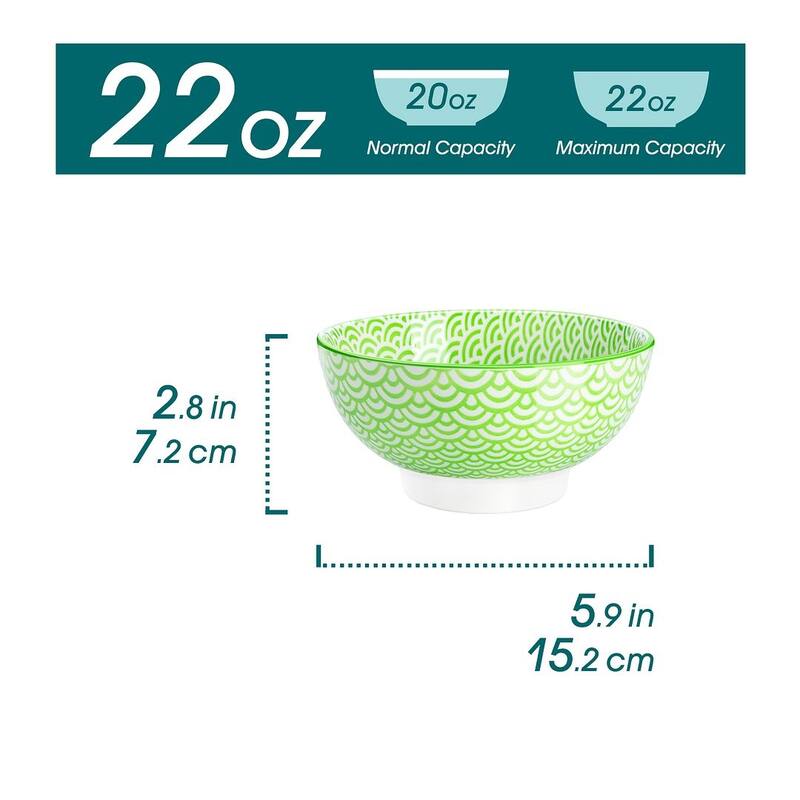 vancasso Macaron Porcelain 23Oz. Oriental Cereal Bowls Set