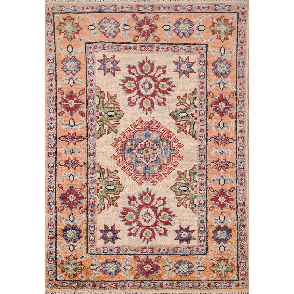 Geometric Kazak Oriental Accent Rug Handmade Wool Carpet - 2'1"x 2'10"