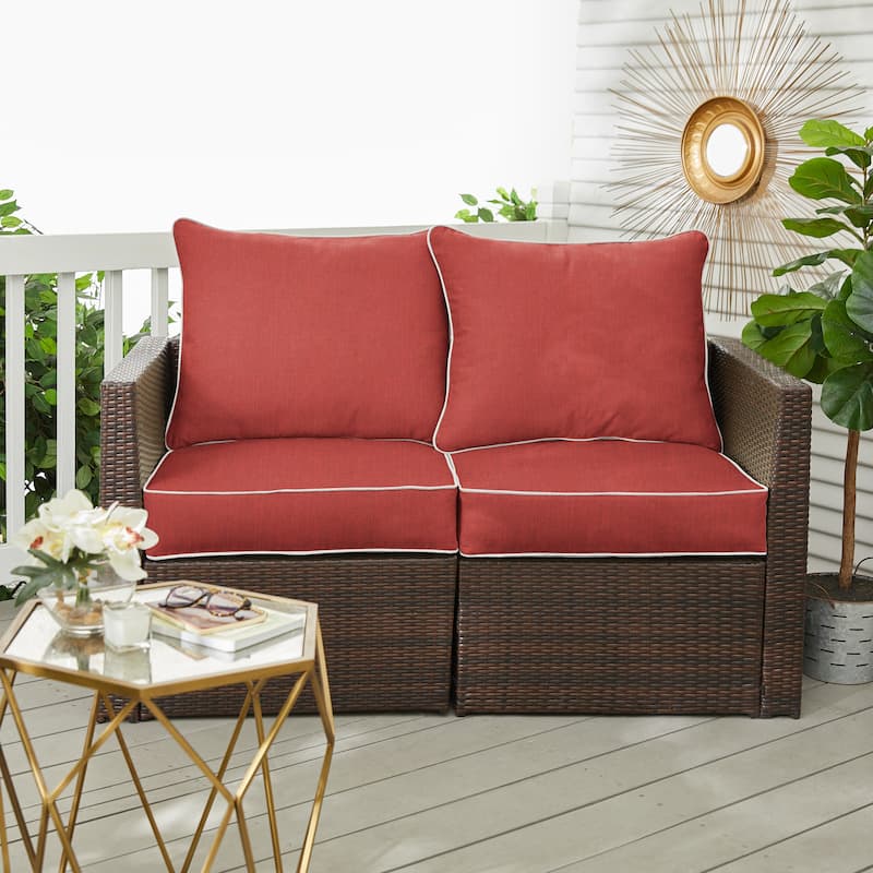 Sorra Home Sunbrella Outdoor Loveseat Pillow and Cushion Set