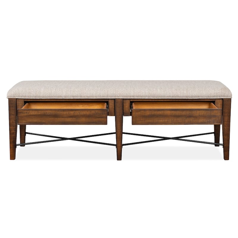 Magnussen Home Bay Creek Toasted Nutmeg Upholstered Bench - 58''W x 17''D x 19''H