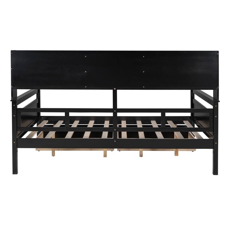 Daybed, Wood Slat Support, with Bedside Shelf and Two Drawers
