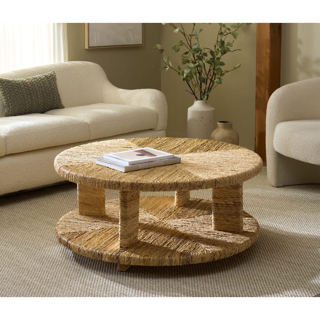 SAFAVIEH Couture Rolando Abaca Round Coffee Table - 42"W x 42"D x 18"H