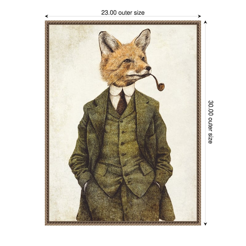 The Vintage Stylish Fox by Mike Koubou (23 x 30 in.), Framed Canvas Wall Art Print