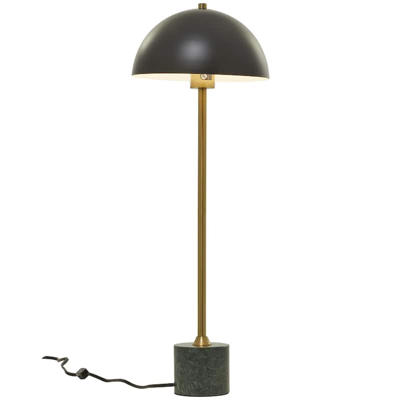 Metal Umbrella Style Room Desk Lamp with Marble Base - Black - Roche River Decor - Black - Polished Finish