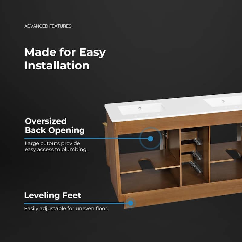 Ove Decors XANDER-60 Xander 60" Free Standing Double Basin Vanity Set