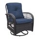preview thumbnail 7 of 18, 3 Pieces Outdoor Wicker Swivel Rocker Set with Glass Top Side Table