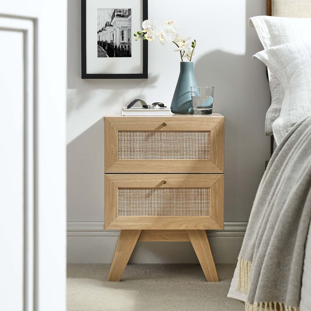 Soma Rattan Weave 2 Drawer Nightstand