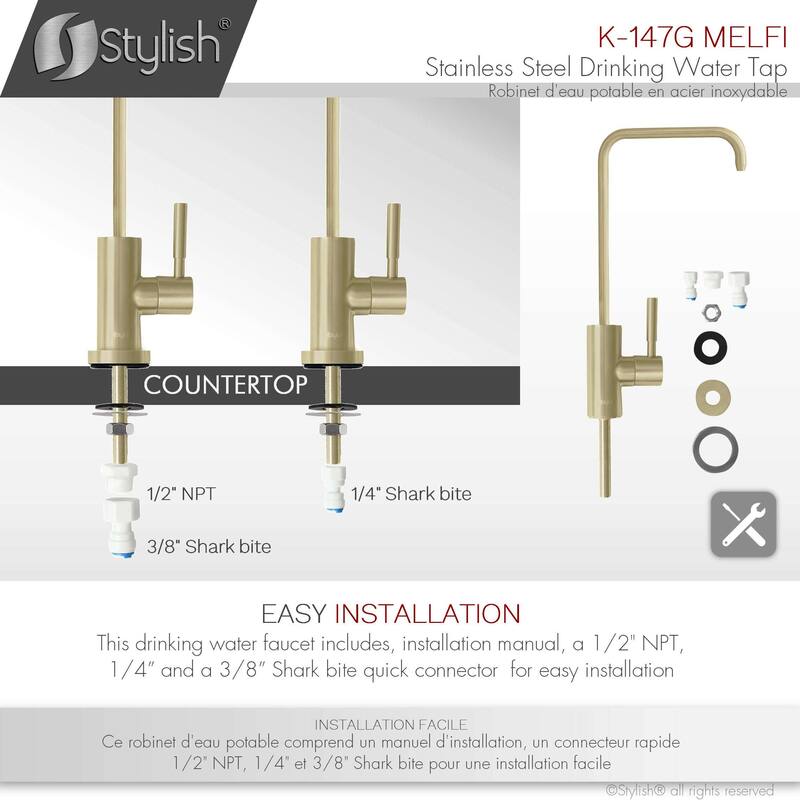 Single Handle Pull Down Kitchen Faucet with Water Tap in Gold K148GK147G