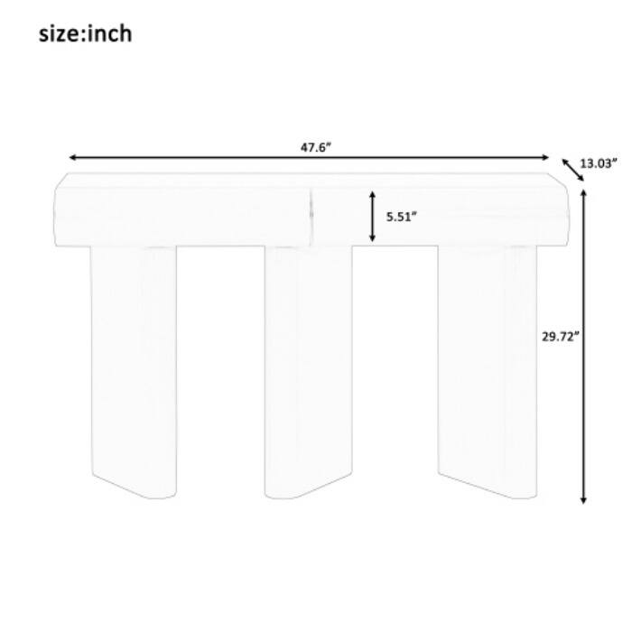 47.6" Modern Entryway Table - Space-Saving Hallway Console with 2 Curved Drawers & Geometric Legs - Narrow Sofa Table