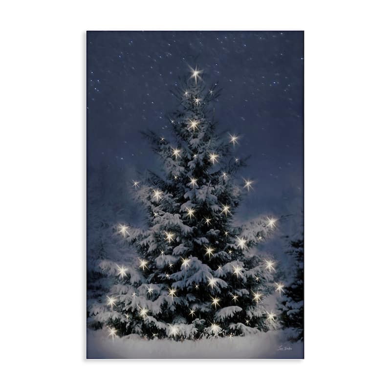 Stupell Snowy Nighttime Christmas Tree Canvas Wall Art Design By Lori Deiter - 30 x 45