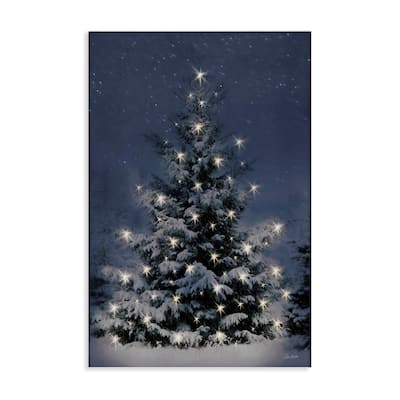 Stupell Snowy Nighttime Christmas Tree Canvas Wall Art Design By Lori Deiter
