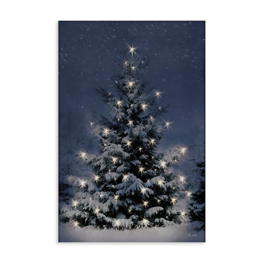 Stupell Snowy Nighttime Christmas Tree Canvas Wall Art Design By Lori Deiter