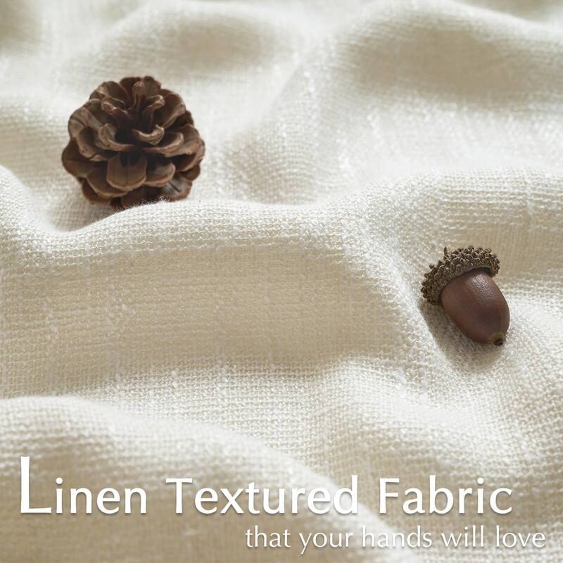 96 Inch Light Filtering Farmhouse Curtains Burlap Look Textured