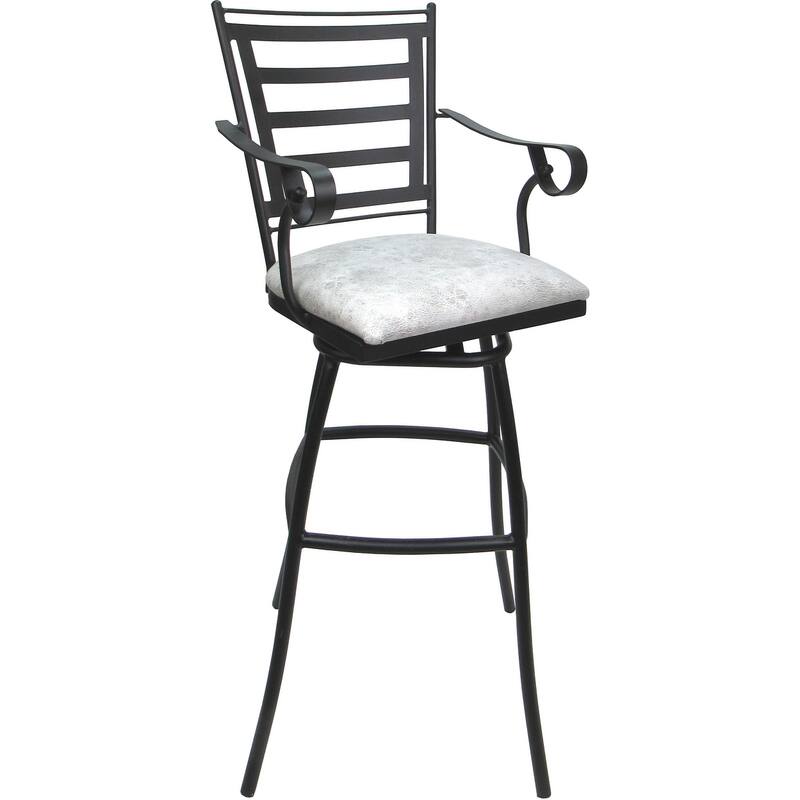 Outdoor Indoor Bar Stool Counter Extra Tall - Jenna with Arms - Ultra Hide White Vinyl - Gray - Counter Height
