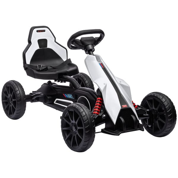 slide 2 of 36, Kids Pedal Go-Kart with Adjustable Seat, EVA Wheels, Hand Brake, Forward & Reverse Drive, 3-8 Years, Max 66 lbs White