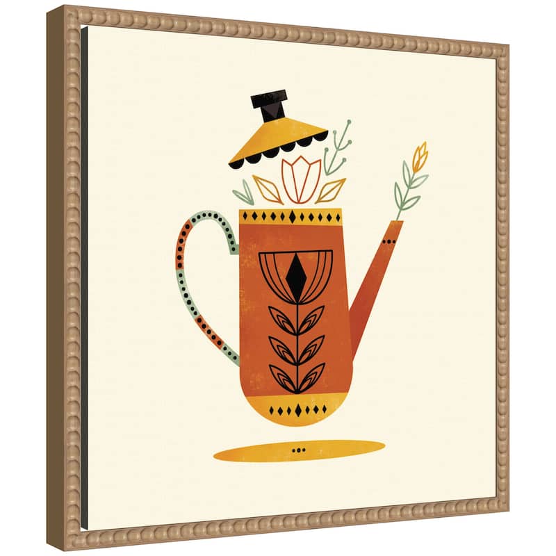 Kate and Laurel Sylvie Orange Kettle Framed Canvas by Amber Leaders - 16x16