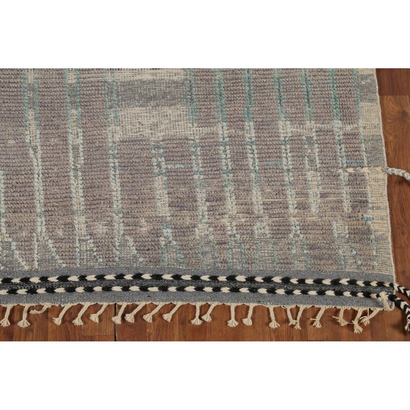 Moroccan Oriental Area Rug Handmade Grey Wool Carpet - 5'10"x 9'5"