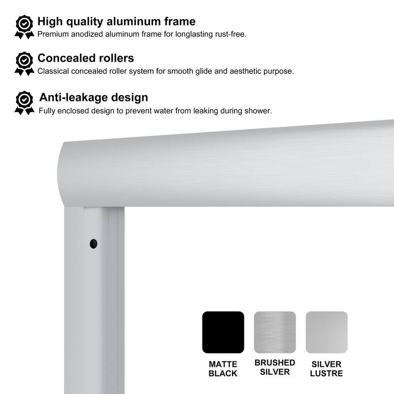 60 in. W x 62 in. H Framed Sliding Bath Tub Door with 5/16 in. Tempered Clear Glass
