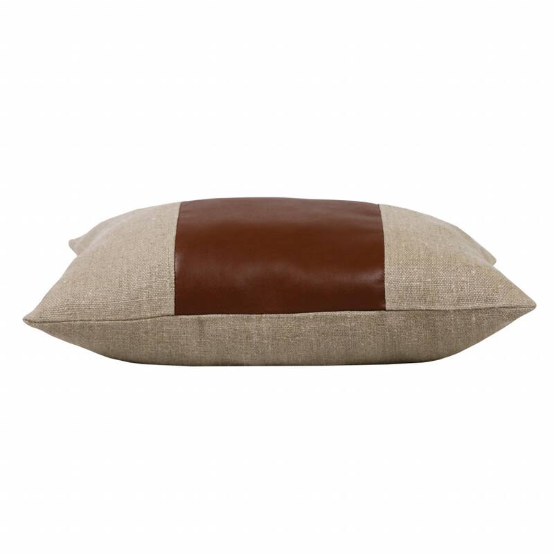 HomeRoots 14" X 20" Tan And Brown Linen Striped Zippered Pillow