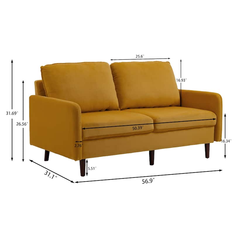 Velvet Loveseat Sofa With Wood Legs