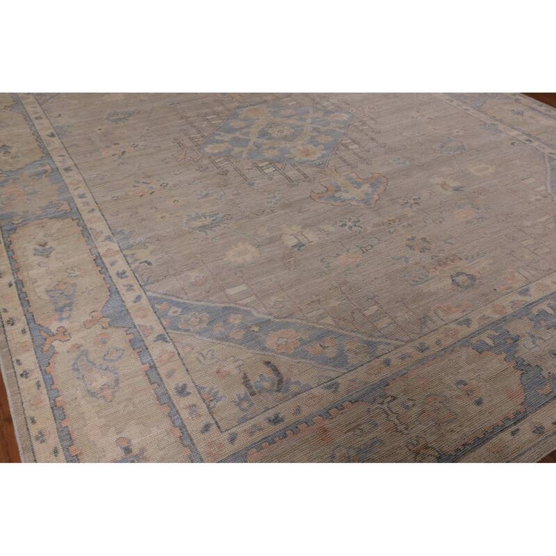 Vegetable Dye Oushak Turkish Rug Handmade Wool Carpet - 8'4" x 11'11"