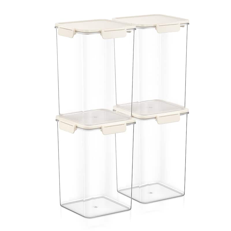 Sorbus Airtight Food Storage Container, Clear Stackable Canister for Pantry, Rice, Pasta, Cereal & Snacks - Tall Square - 4 Piece