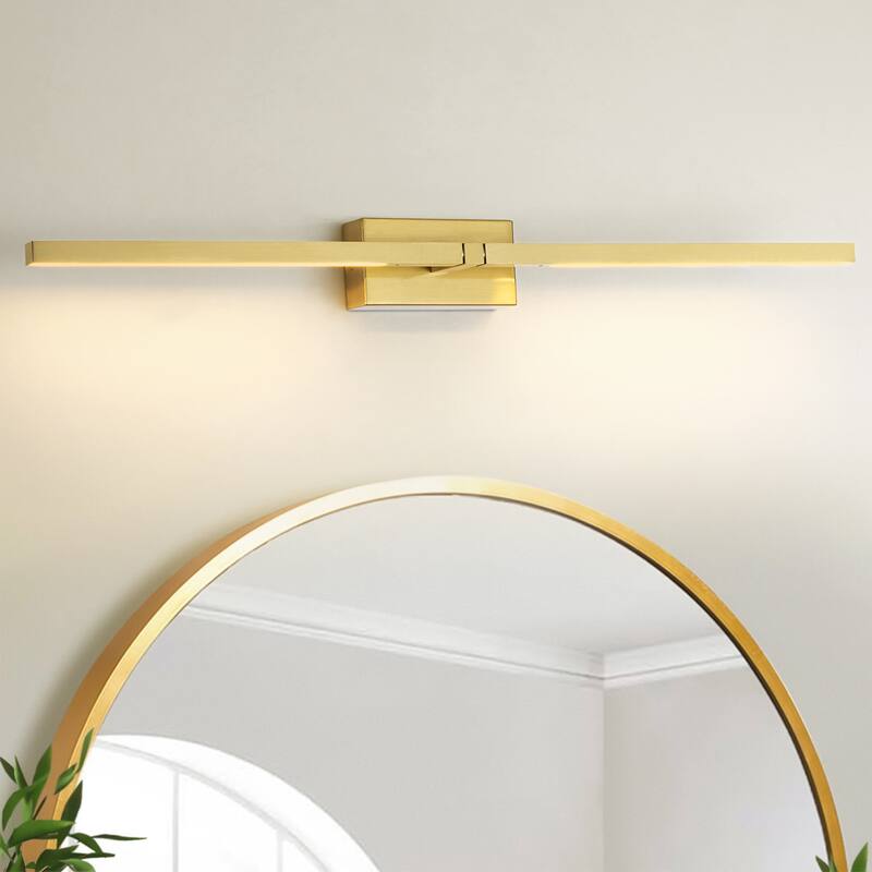 25" Modern Black/Gold LED Wall Sconce - 12W 3000K Warm Light, Linear Fixture for Bedroom & Hallway - 1 Light - Gold