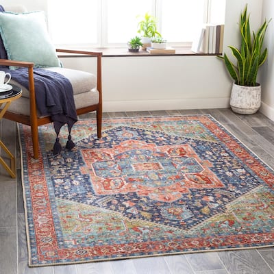 Livabliss Arabella Vintage Medallion Printed Machine Washable Area Rug