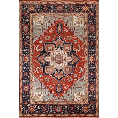 Heriz Serapi Indian Area Rug Hand-Knotted Wool Carpet - 8'6" x 11'10"