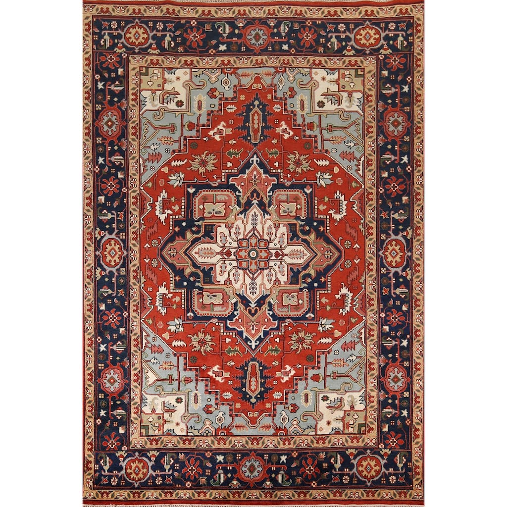 Heriz Serapi Indian Area Rug Hand-Knotted Wool Carpet - 8'6" x 11'10"