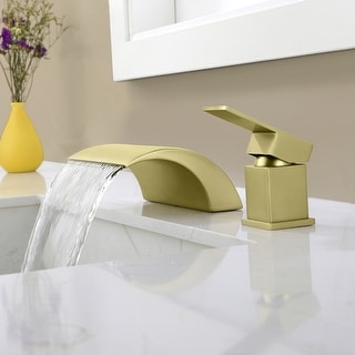 Single Handle Waterfall Bathroom Tub Faucet Brushed Gold Modern 2 Hole ...