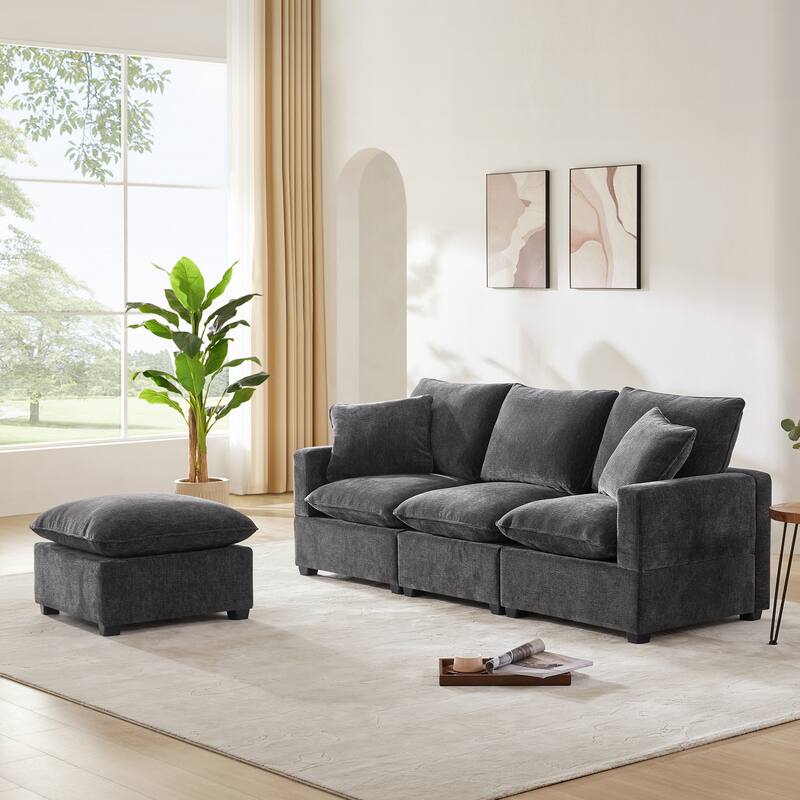 Modern Modular Sectional Sofa with Reconfigurable Chenille Seating and Foam Cushions for Versatile Home Living Spaces