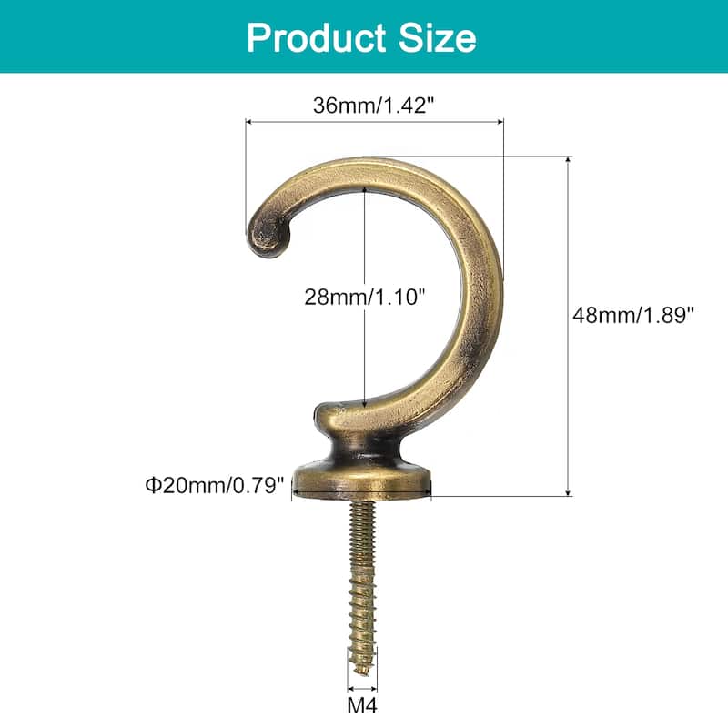 Aluminum Alloy Wall Mounted Curtain Holdback Drapery Tieback Hooks - Bronze - 2Pcs