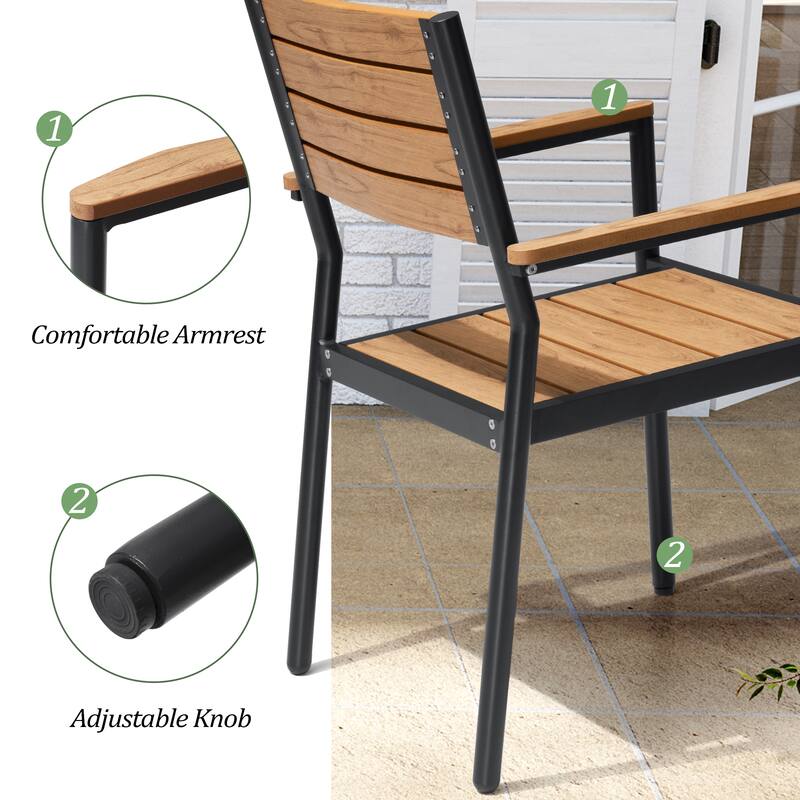 Outdoor Aluminum Rectangle 9-piece Patio Dining Set with Umbrella Hole and Chairs