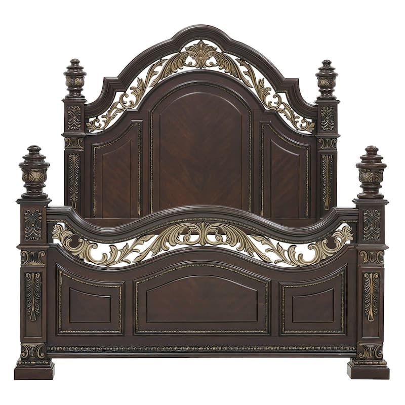 Gratia Dark Cherry Poster Bed - Queen