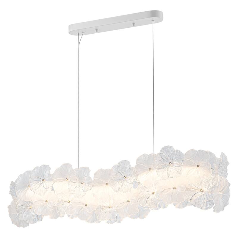 Linear LED Chandelier with Clear & Frosted Glass Petals Dimmable