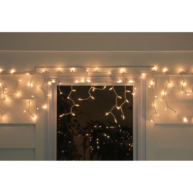 150-Count Clear Mini Icicle Christmas String Lights 8.75 ft White Wire